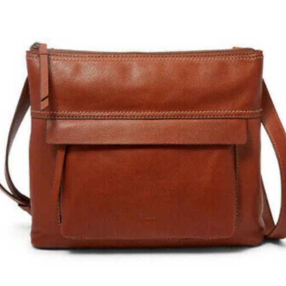 4/$20 Fossil Aida Small Crossbody Bag Brown Leather – Adjustable Strap - Picture 1 of 14